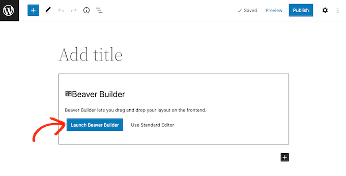 Launching the Beaver Builder page editor